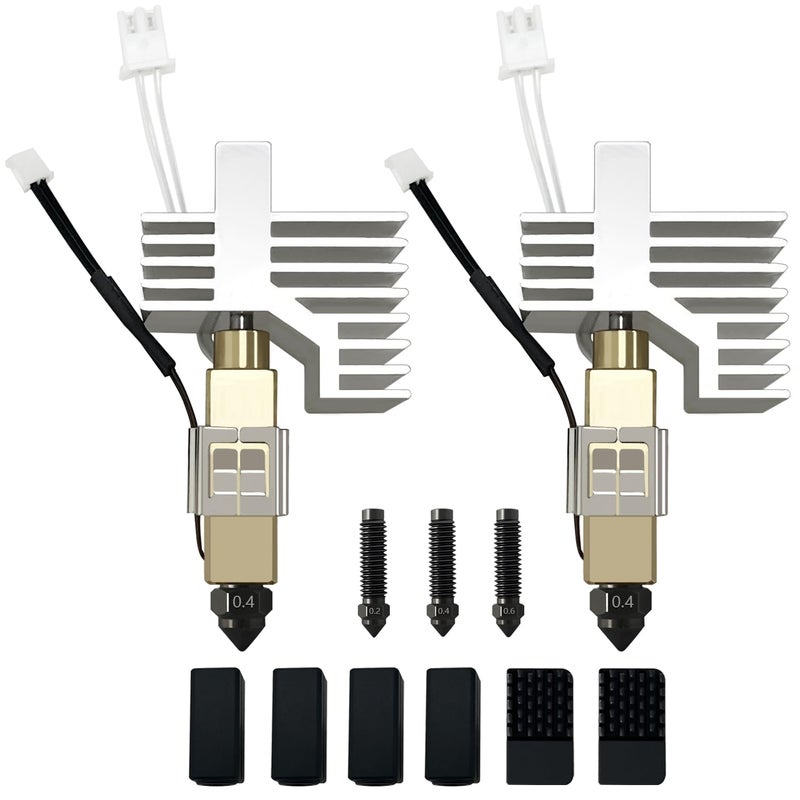 HzdaDeve مجموعة 2PK 0.4MM من الفولاذ المقسى السيراميكي Hotend لرأس الطباعة Centauri Carbon/Centauri مع فوهات إضافية 0.2MM 0.4MM 0.6MM وغطاء سيليكون 2PK وفرش فوهات 2PK - Image 1